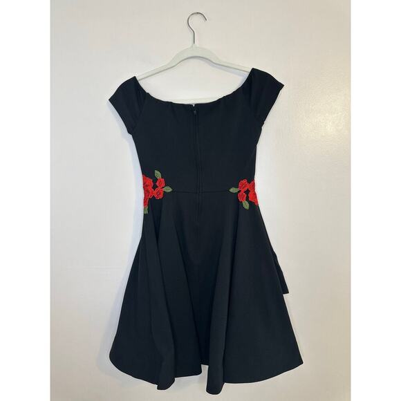 Vintage Y2K B. Darlin Juniors Rose Dark Romantic Goth Embroidered Mini Dress 5/6 - Picture 2 of 8